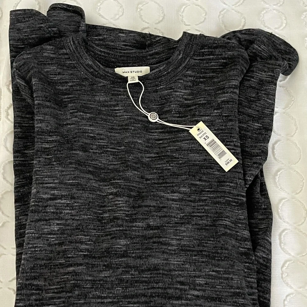 Max Studio Black Marled Knit Tie Waist Dress XS NWT $98